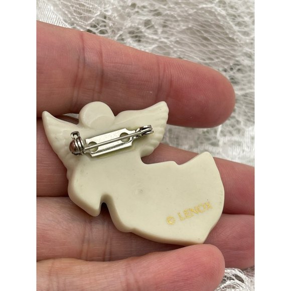 Vintage Lenox Angel Playing Golden Harp Porcelain Pin - Picture 3 of 7